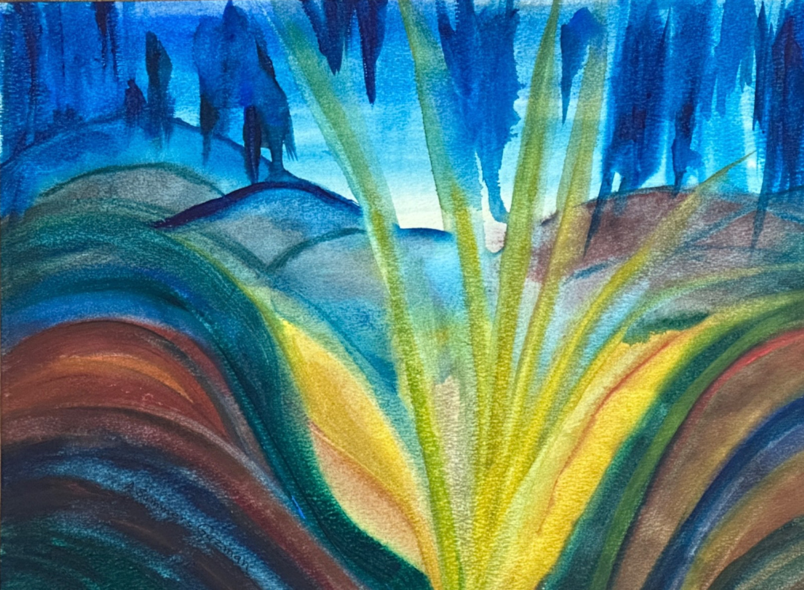 ALICE GUZMAN ORIGINAL WATERCOLOR PAINTING 11″ X 15″ NEW MEXICO ARTIST 1980’S