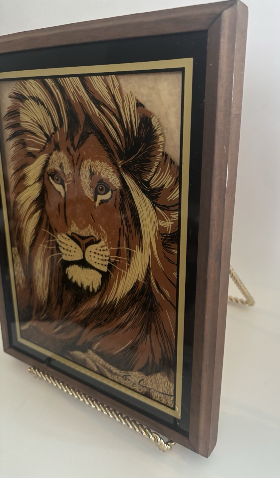 Rare 2 Framed Reverse On Glass Tiger& Lion Lulu’s Inc Vintage 77 Wall Art Retro