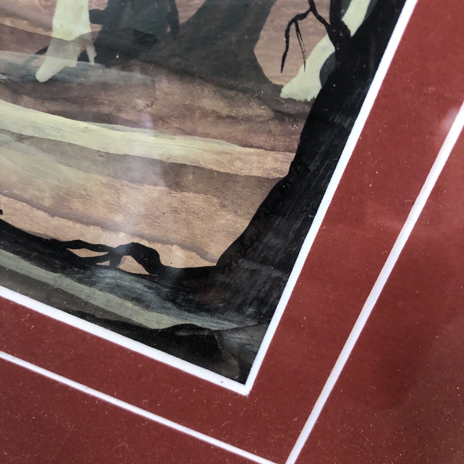 Two (2) Vtg MICHAEL SALMON New Zealand Australia Trees Paintings 1979 Watercolor