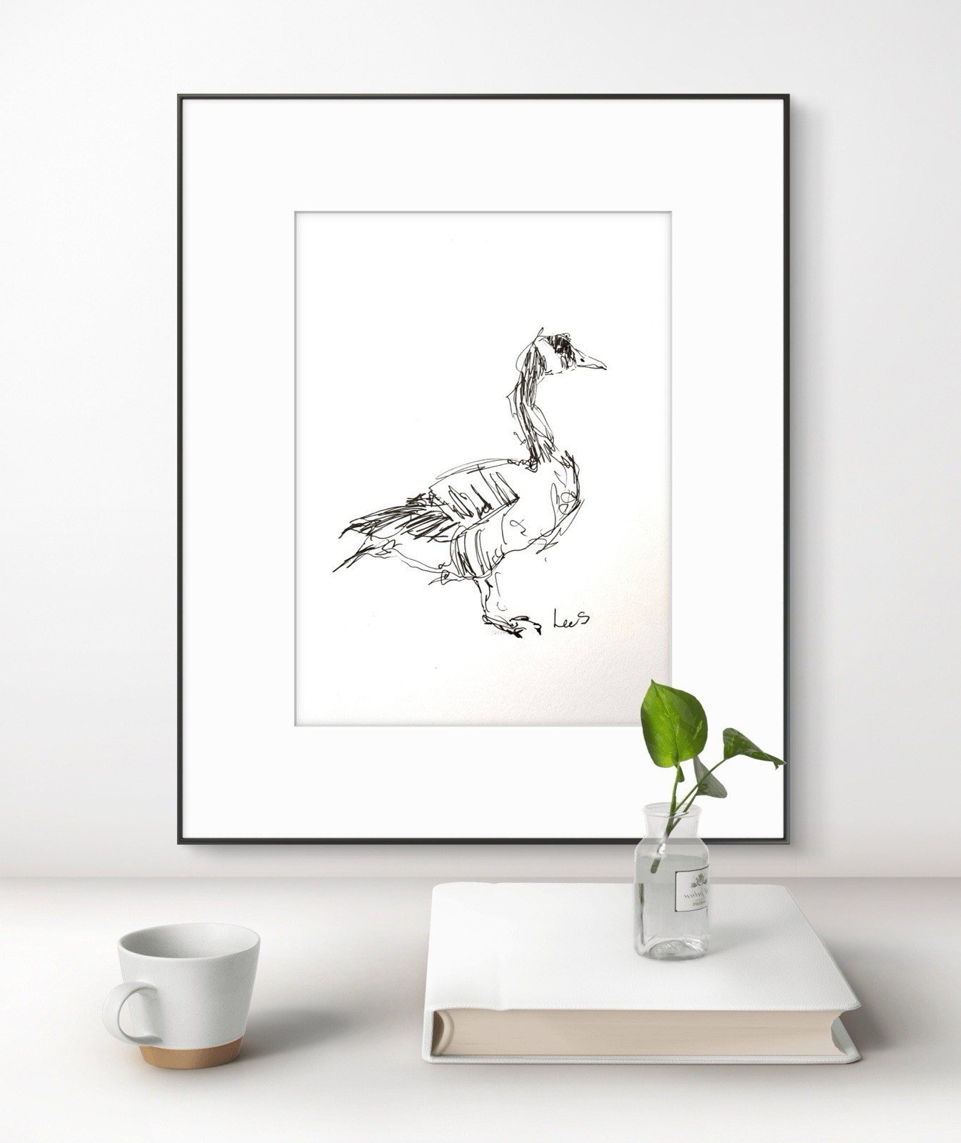 Original Abstract Expressionism 9X12 Goose Paper Ink Gestural Handmade Signed 14