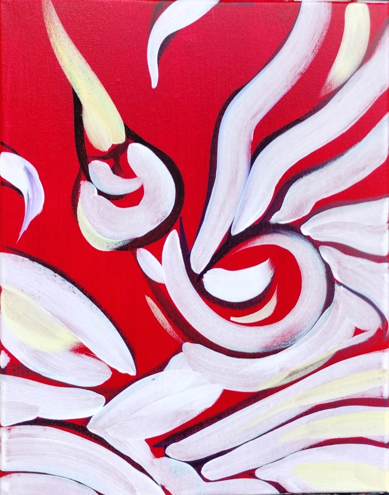 Expressionism 11×14 Birds Canvas Acrylic Painting Red Wall Art