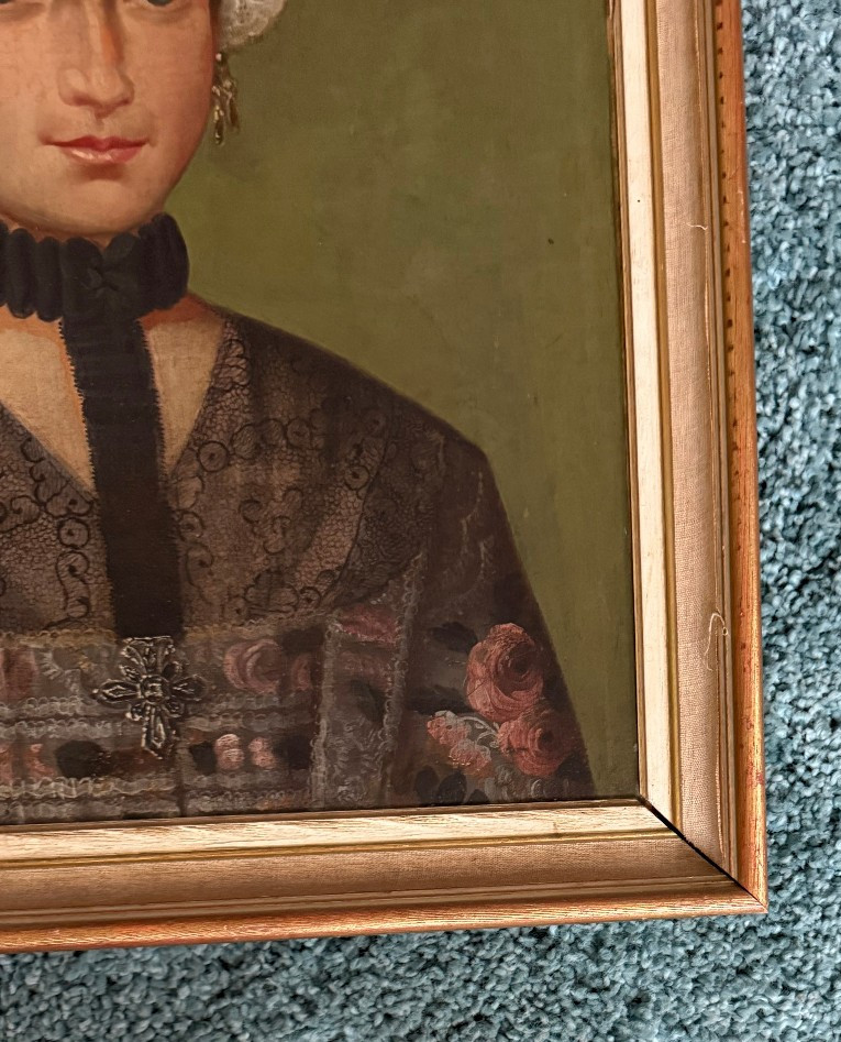 Portrait of a Lady American Oil on Canvas Unsigned 25 in x 20 in REDUCED