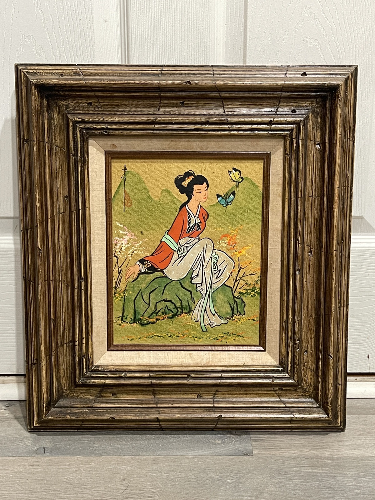 Original Oil On Canvas Mau Ling Chinese Girl Colorful Painting – 18.5” x 16.5”