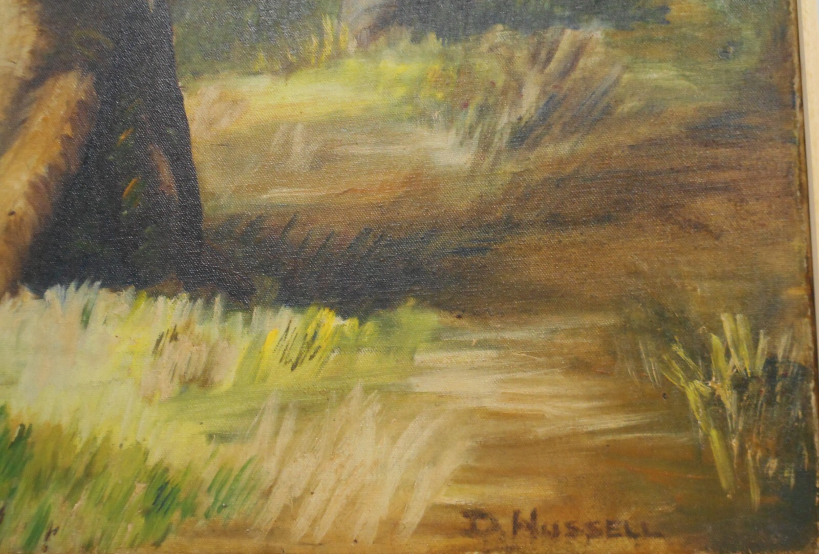 Post Impressionist Florida Mangrove Trees, Spanish Moss Oil on Canvas D. Hussell