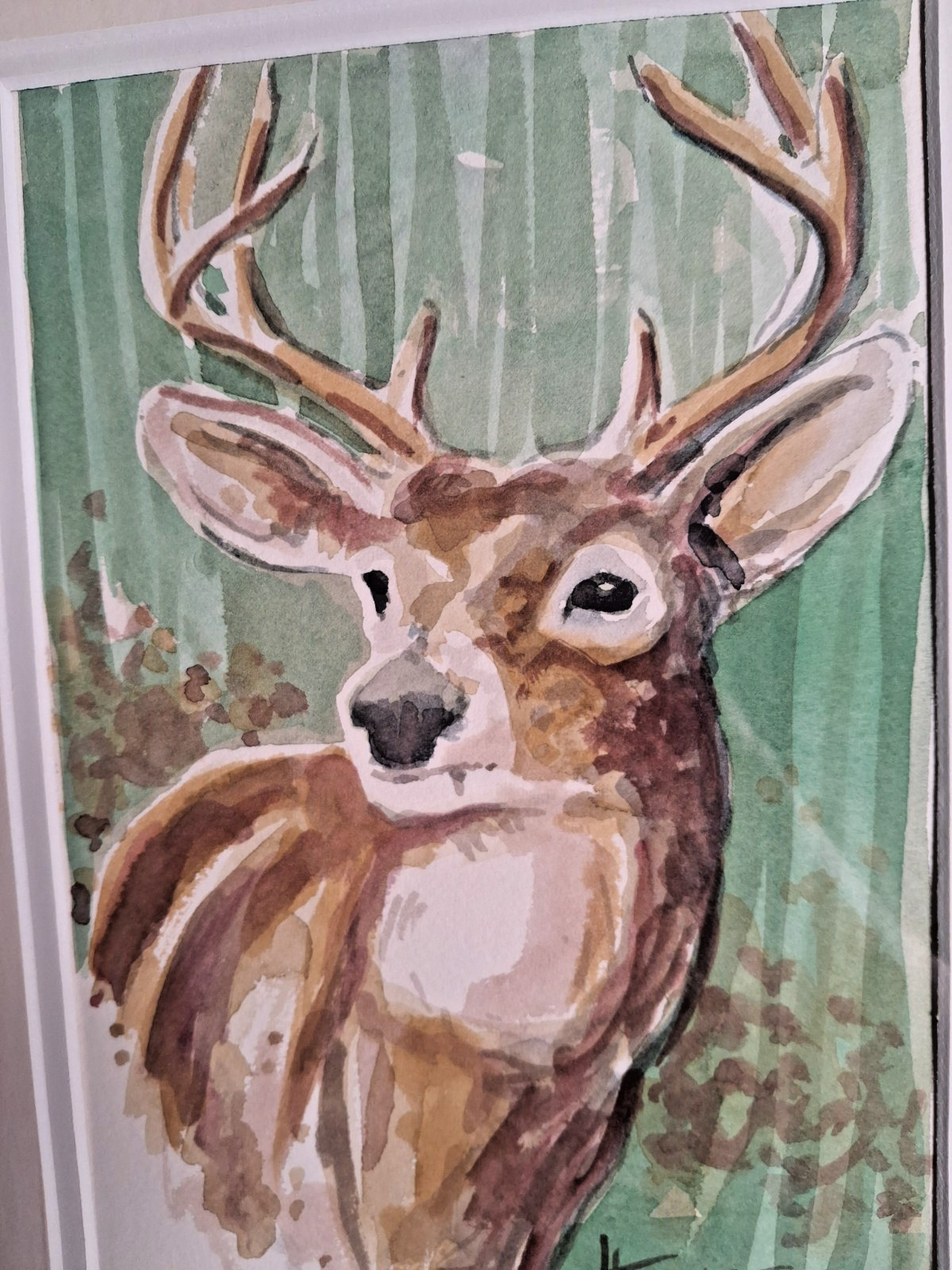 Whitetail Deer – Original Watercolor Painting Matted & Signed 9X12 in TDT-003