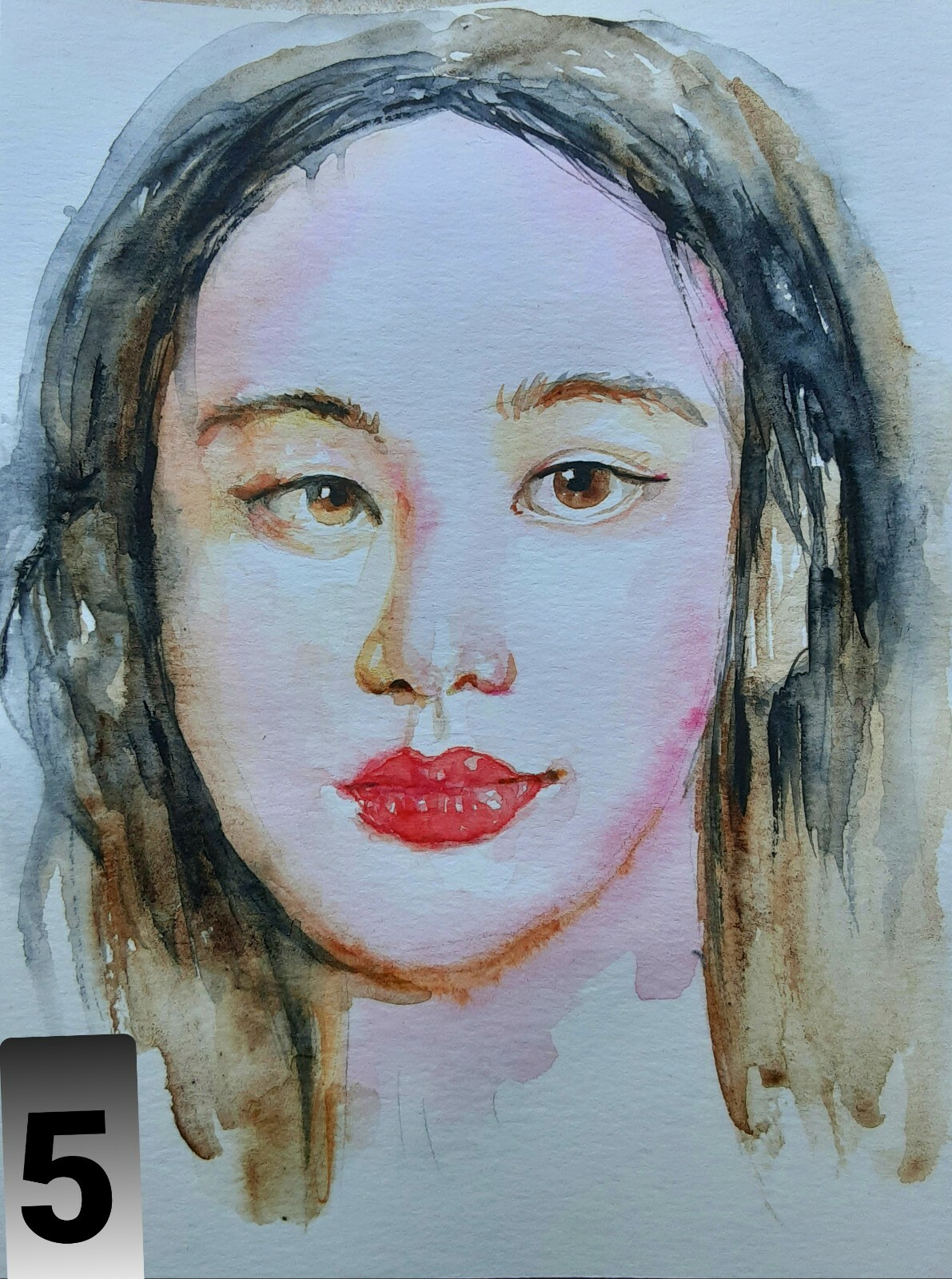 Women portrait female face art,original watercolor painting,wall interior decor
