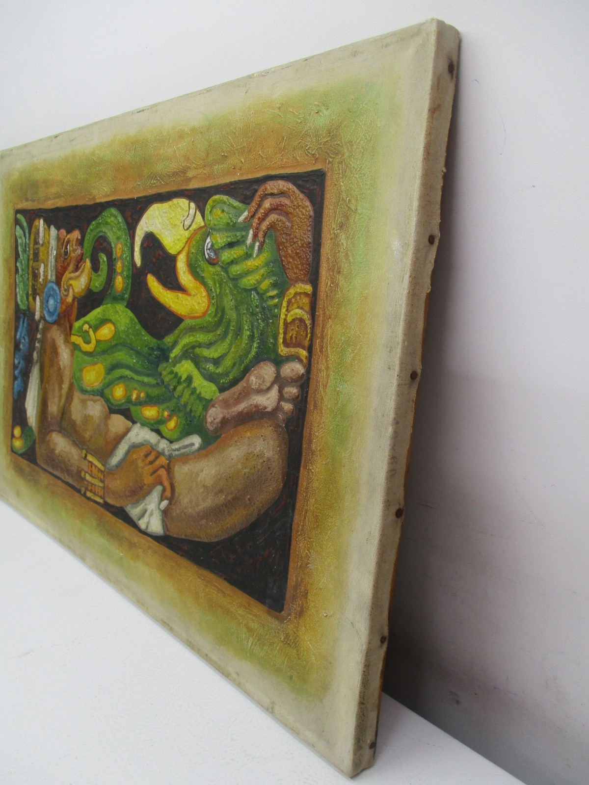 FELIPE ISLAS Mexican Embossed Oil Painting Signed ( Unframed) 16″ X 24″