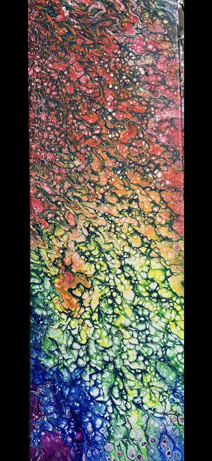 10” x 30” Abstract Rainbow Painting Canvas Art Colorful Ultra Contemporary