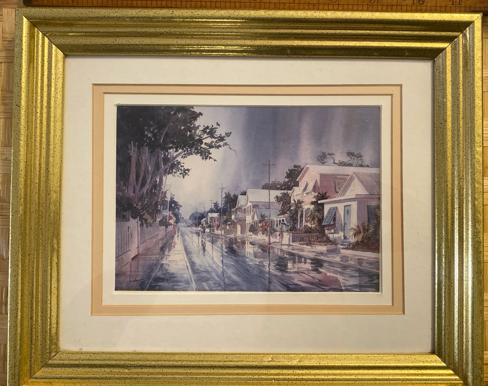 Irma Quigley print title”Key West” watercolor framed and matted