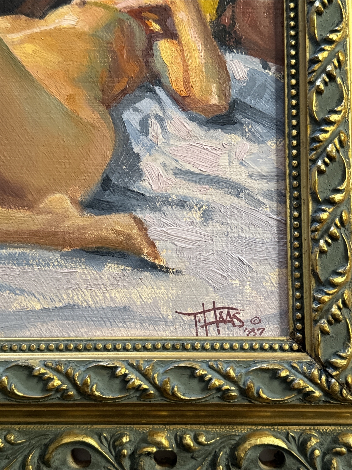 FINEST TOM HAAS PAINTING NUDE FEMALE WOMAN MODEL DRAWSEY THOUGHTS LISTED FAMOUS
