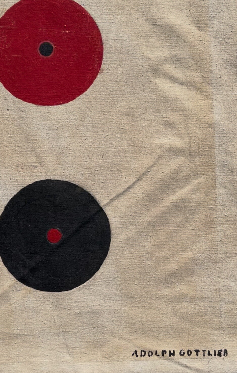 Adolph Gottlieb, New York City, 1903-1974, “Red Blue Round,” 19×14,” Listed.