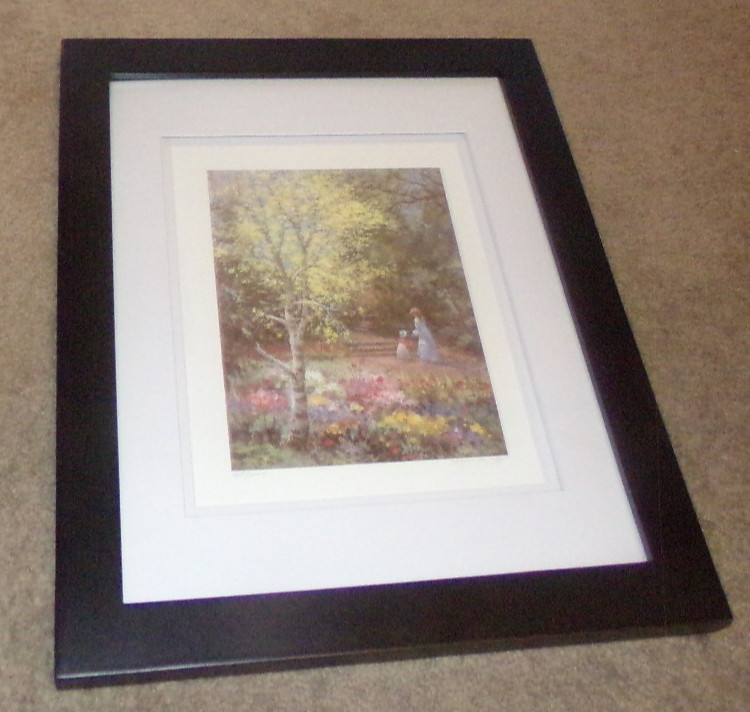Hyun Bo Yoo «Mother & Child in Flower Garden» Framed Print Limited Ed. Signed