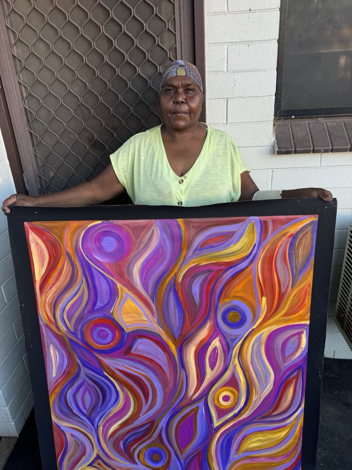 Rachael Nambula. Authentic Aboriginal Art. Size 150cm x 95cm ,Pencil Yam