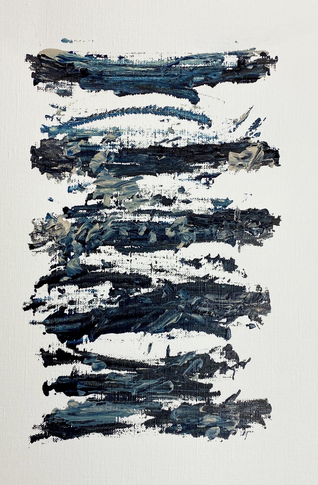 Abstract Acrylic Original Painting On Canvas Paper 9X12 Wall Art Black Blue