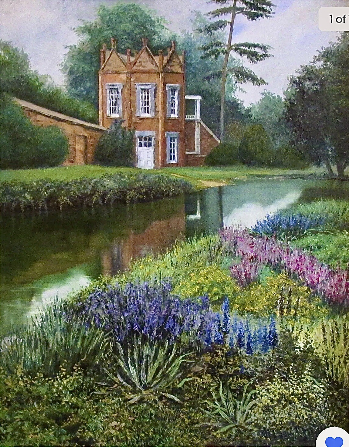 ACEO PRINT OF PAINTING RYTA LANDSCAPE FLOWERS HOUSE Haunted UK Castle Garden Art