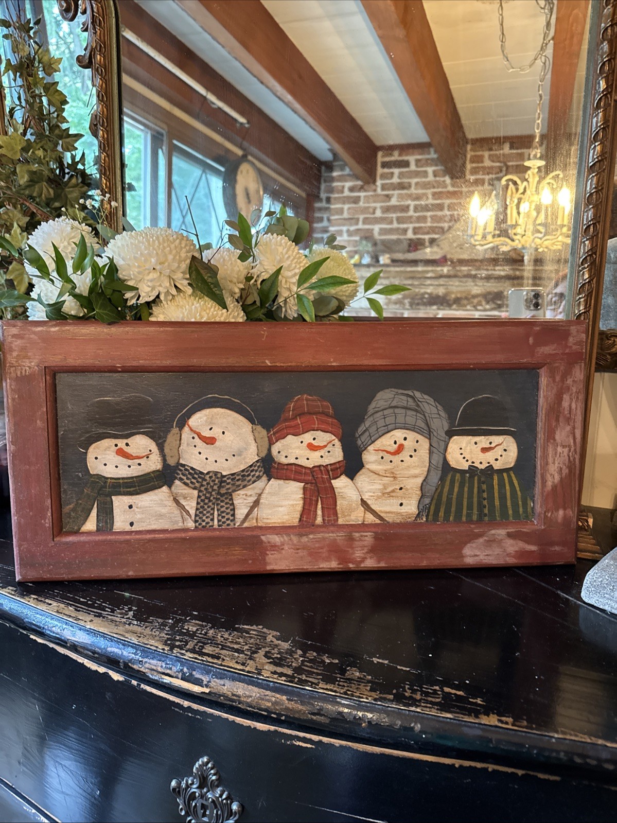 Snowman Window Art Wooden