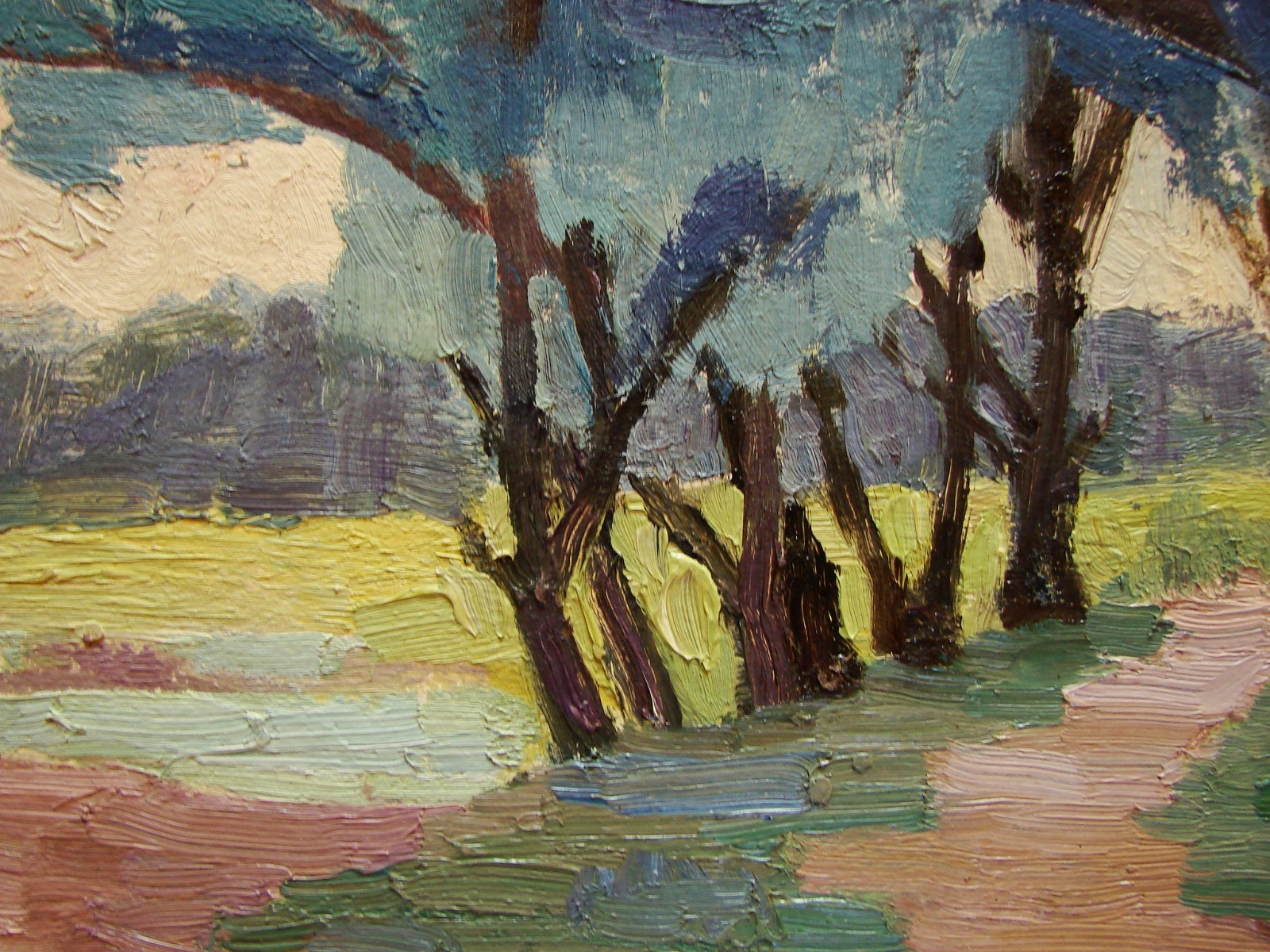 Ukrainian Soviet USSR Oil Painting postimpressionism landscape trees