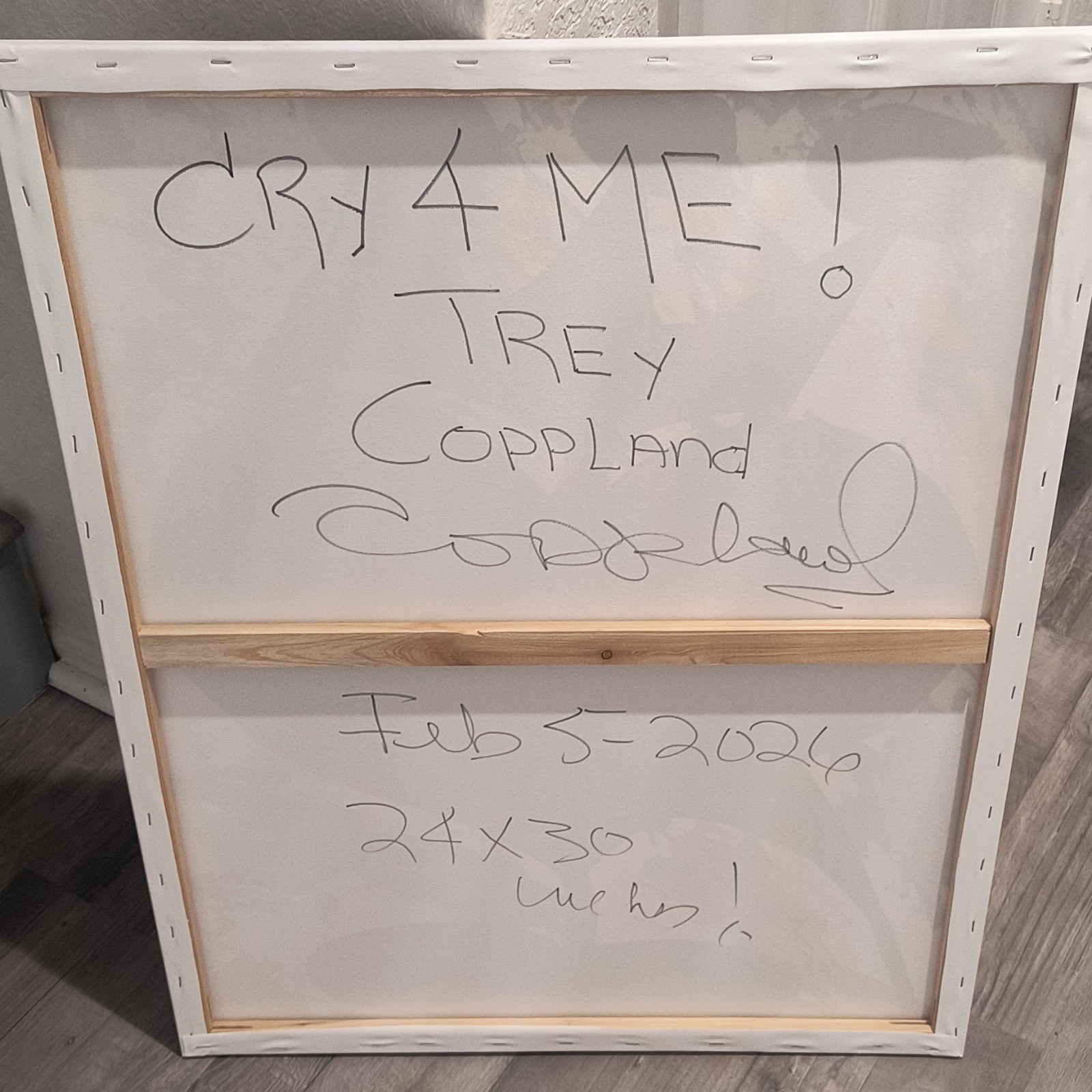 Trey Coppland, Cry 4 Me! Abstract Acrylic Painting, 24+30 in, 2026, Signed