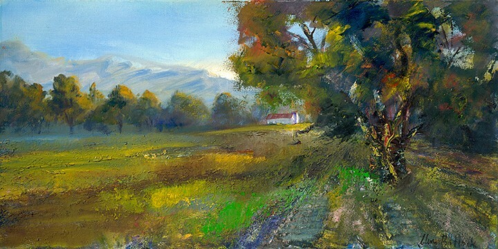 «Central Coast Vineyard» by artist Elena Ballock, 12×16 Giclee Print 