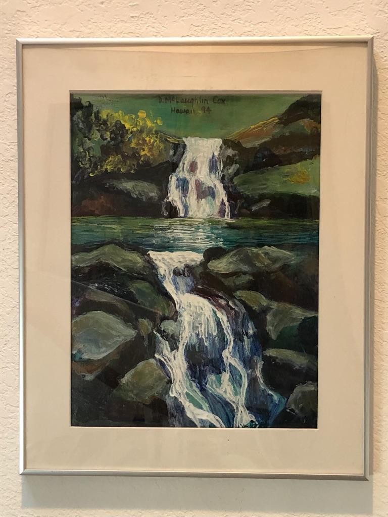 Orig Oil Painting «Maui Falls» by CA Listed artist D. McLaughlin COX FRAMED