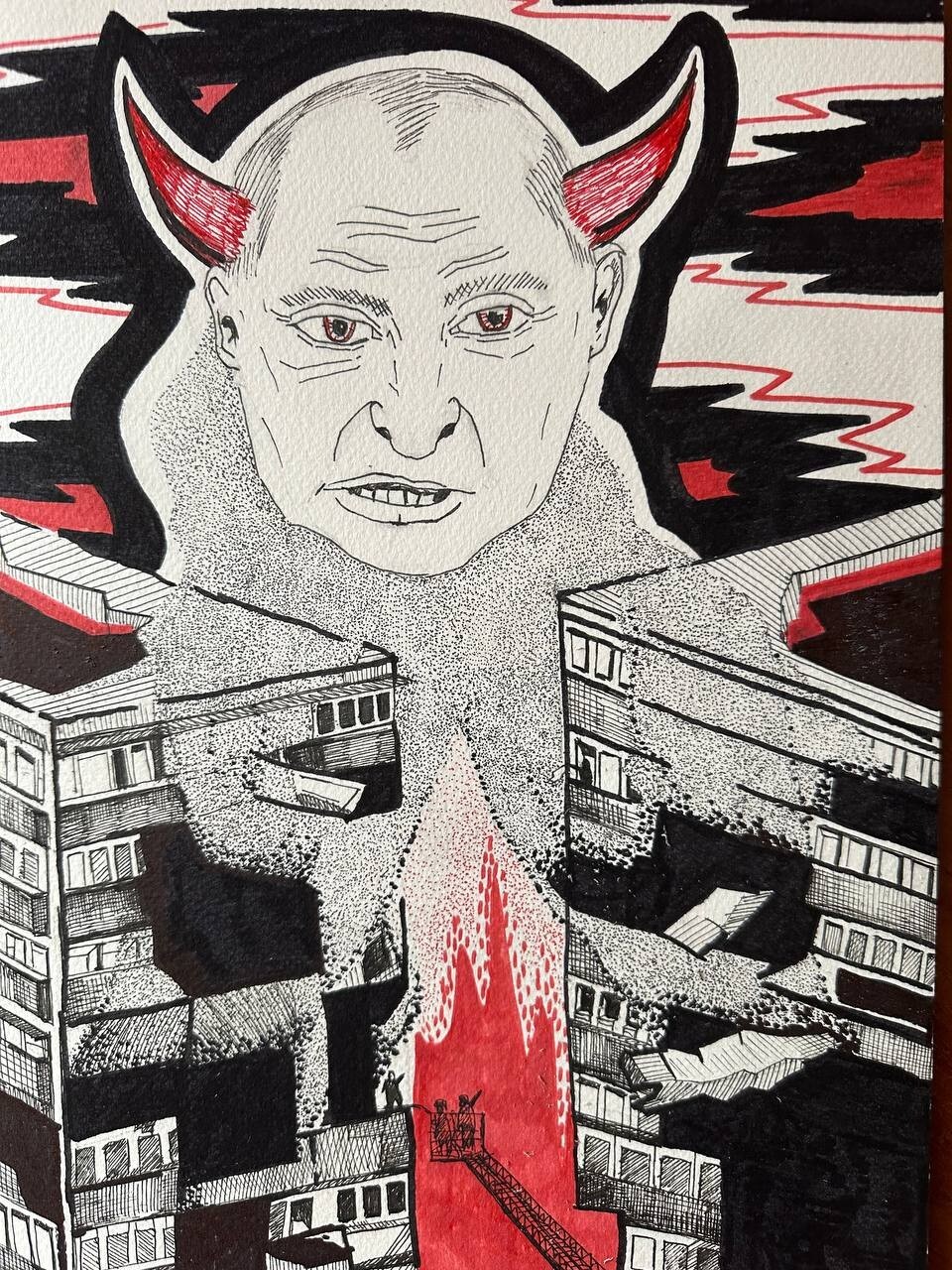 Painting by Ukrainian artist Kostyuk-Shostka «Devil Putin»