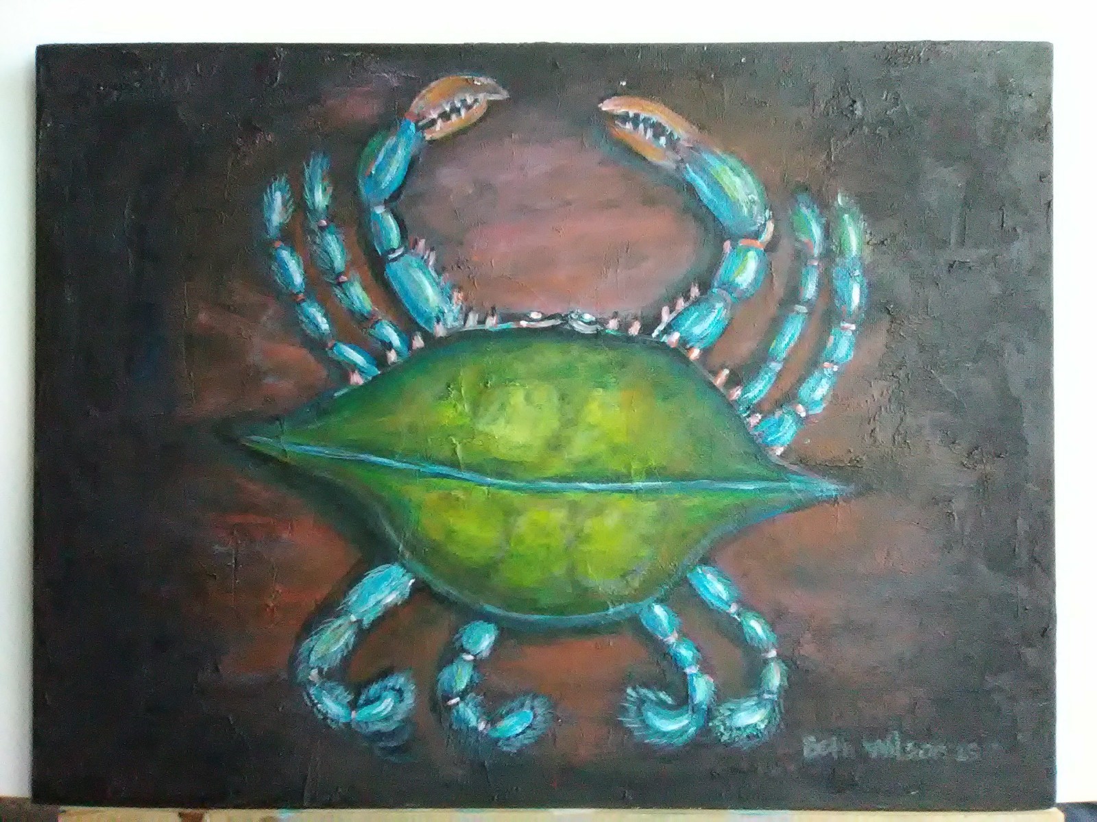 Crab Sea Life Original Hand Painting 11X14 Canvas Wall Art Artwork