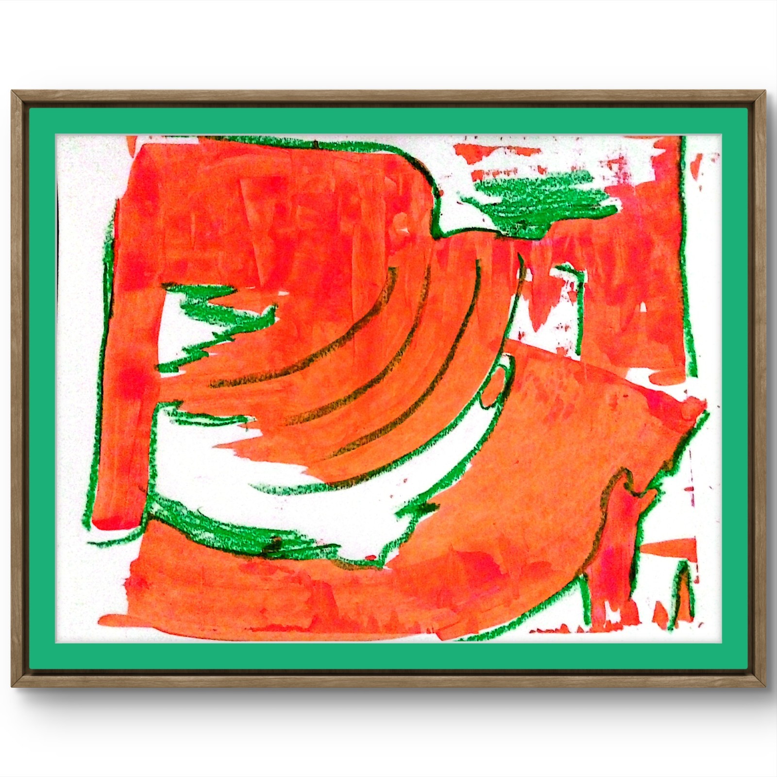 Car wash Orange Contemporary Abstract Original Paper Wall Art Acrylic 11×14 BACH