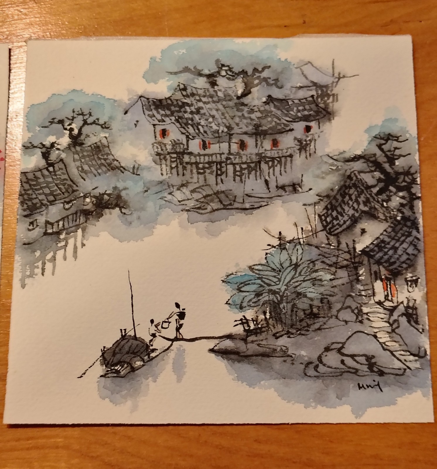 2 Signed Original Chinese Traditional Watercolors LANDSCAPE QUALITY Painting