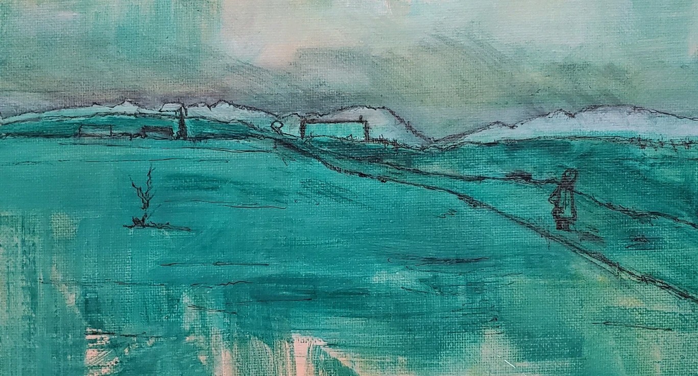 No.682 Original Abstract Minimal Landscape Painting By K.A.Davis
