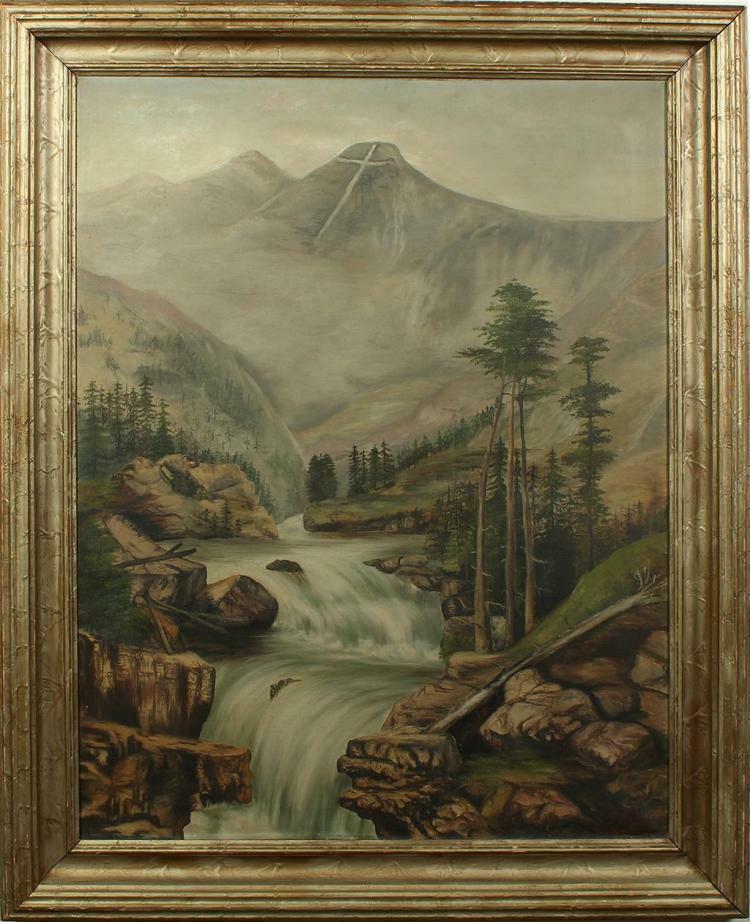 Mountain of the Holy Cross Oil on Canvas Oil Painting Thomas Moran Attributed