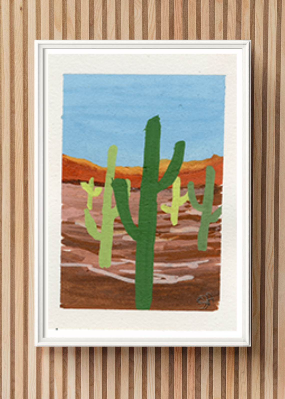 ACEO ATC New Mexico#2 in series Desert Cactus Acrylic Marker Painting OOAK