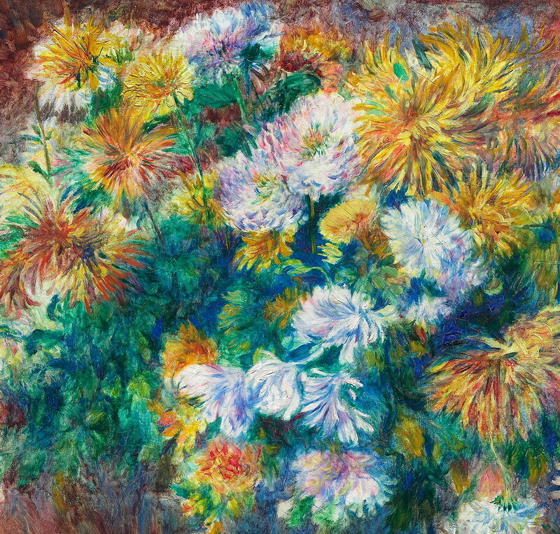 Art Giclee Printed Oil Painting Auguste Renoir Chrysanthemums Home Decor