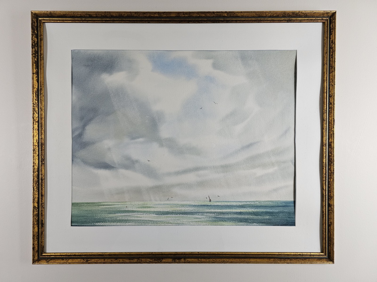 Large Vintage Original Signed Thomas Currey Painting 32×27 Framed Landscape Art