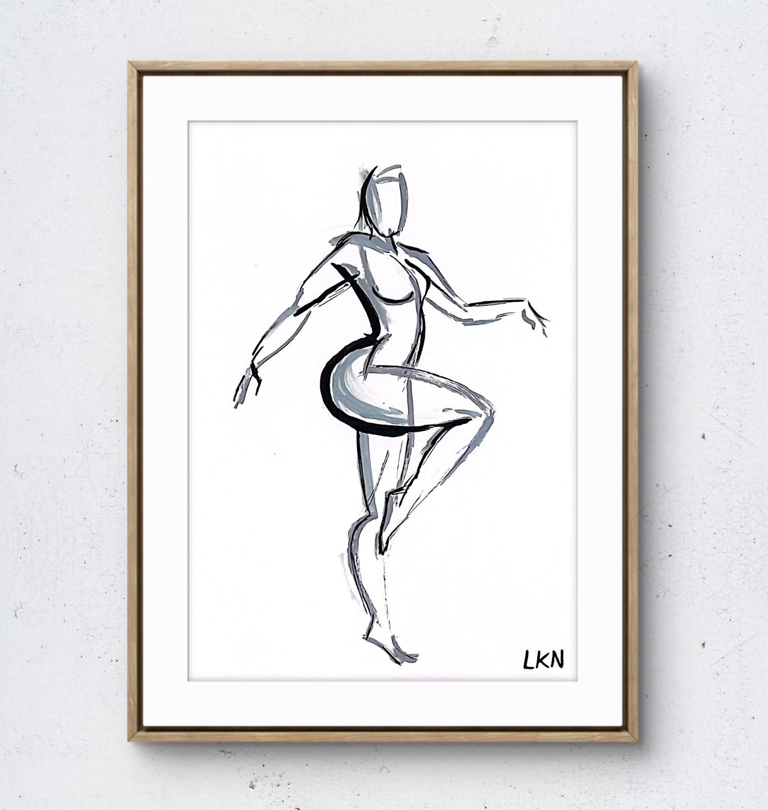 Laeknapes 10×7 Paper Graceful Motion Female Dancer Monochrome Art Figure Study