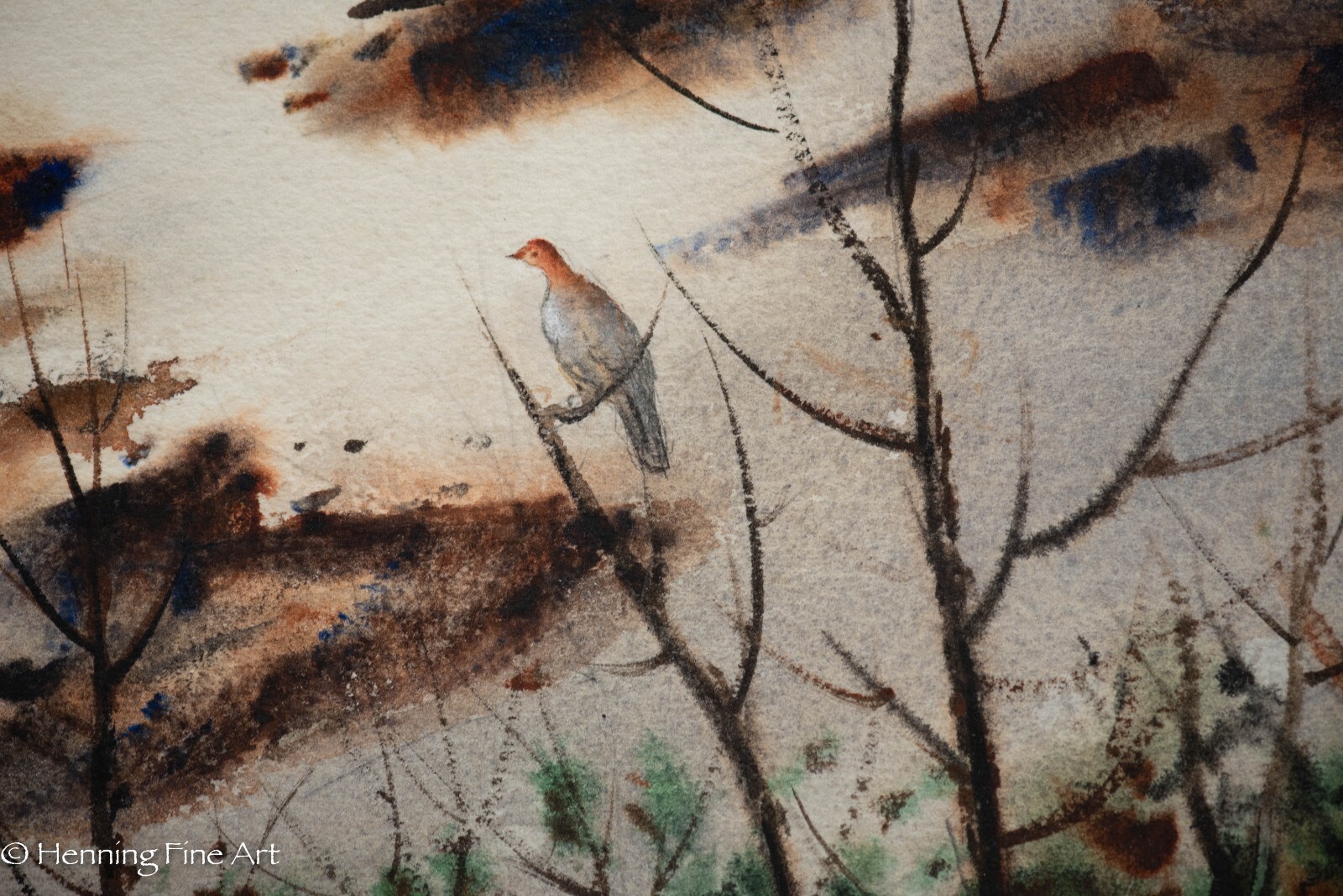 Beautiful Vintage Winter Snowscape at Sunset with Doves by Arthur Barbour, FINE!