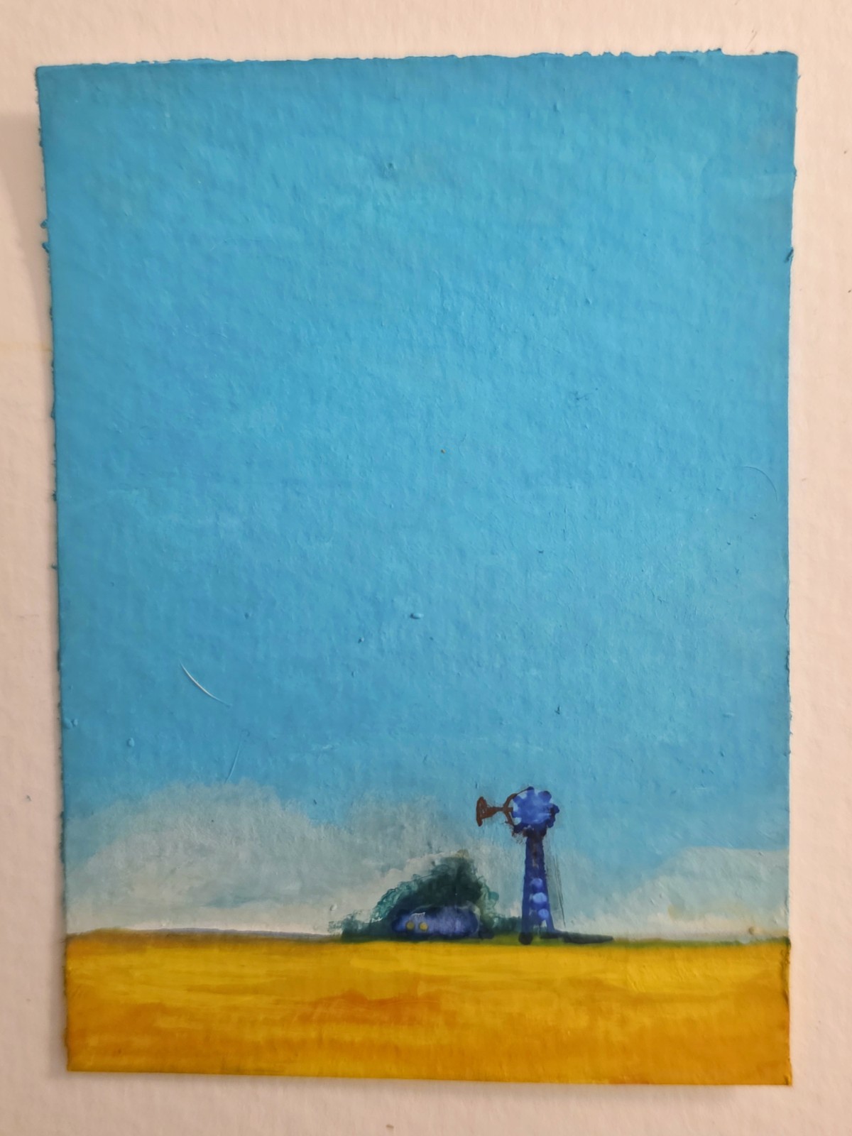 Original ACEO Landscape Painting Kansas Country Wheatfield Farmer #3 in Series