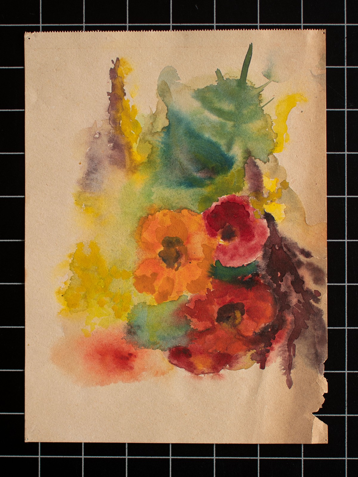 Gerhard Schulte-Dahling Study Flowers Expressionism Watercolor Paper