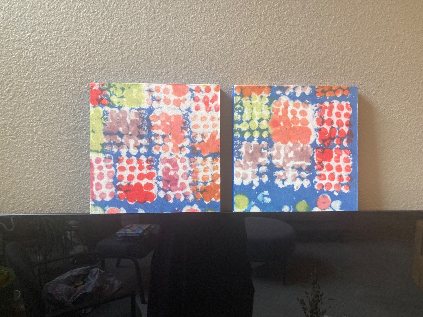 Original Colorful Abstract 8×8 Acrylic Paintings on Wood, Holly Hammond