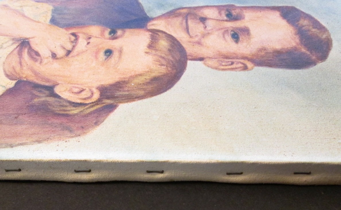 ULTRA KITSCHY 1950s PORTRAIT OF TWO CHILDREN Signed Grundman ~ Primitive
