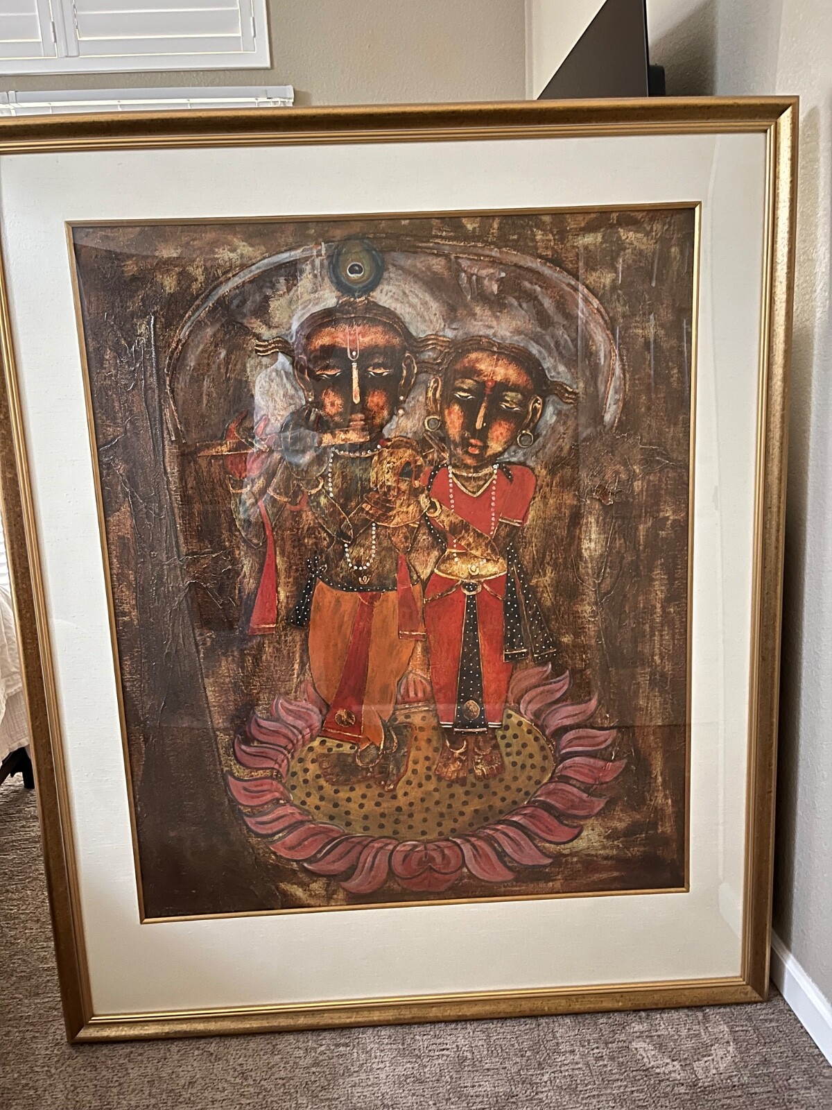 Painting by Paresh Hazra, South Indian Artist – canvas: 40″x48″ – 62″x40″ framed
