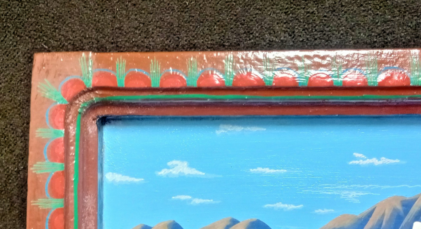 Alfredo Toaquiza Signed Original Tigua Ecuador Folk Art Painting on Sheepskin