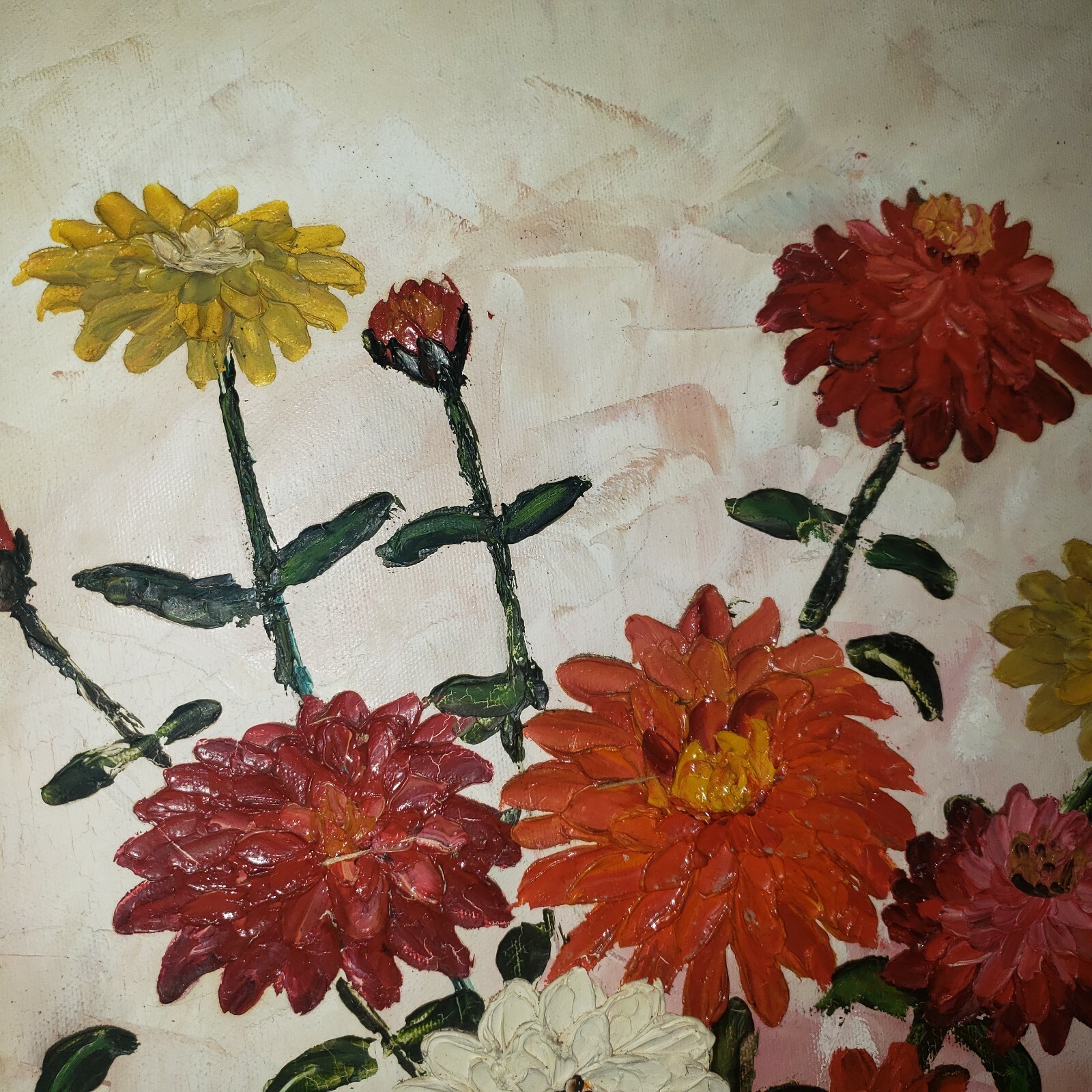 Vintage Unique Still Life Oil Textured Painting By Artist J.Mc Donnel 70s