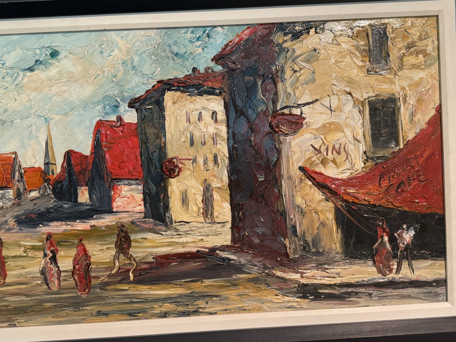 1955 HOMER COSTELLO Pallet Knife Oit PAINTING 48 x 24 SIGNED MCM FRAME EUC