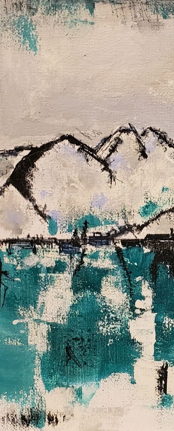 No.686 Original Abstract Minimal Landscape Painting By K.A.Davis