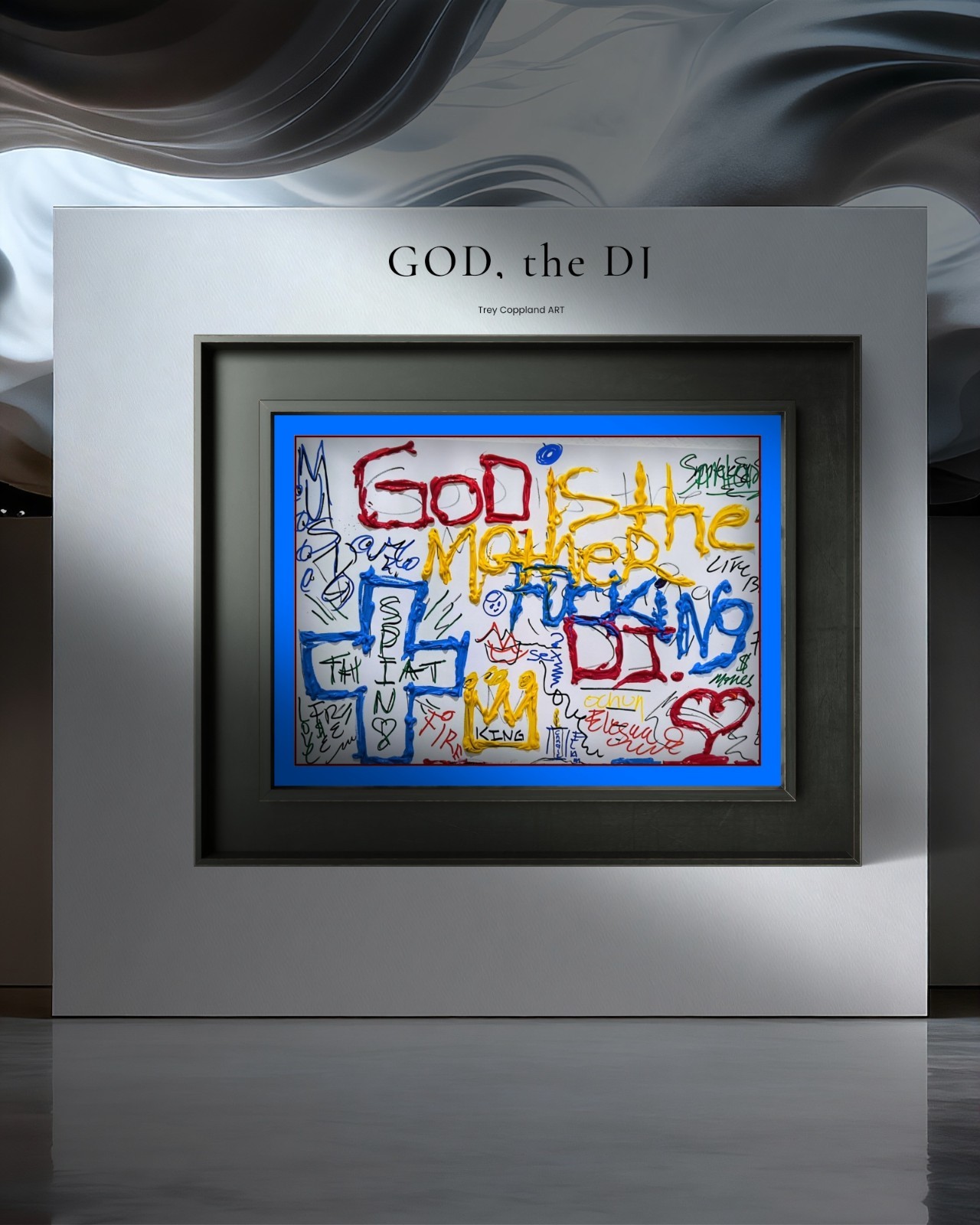 God is the, DJ,by Trey Coppland Abstract Graffiti Acrylic Painting, Signed