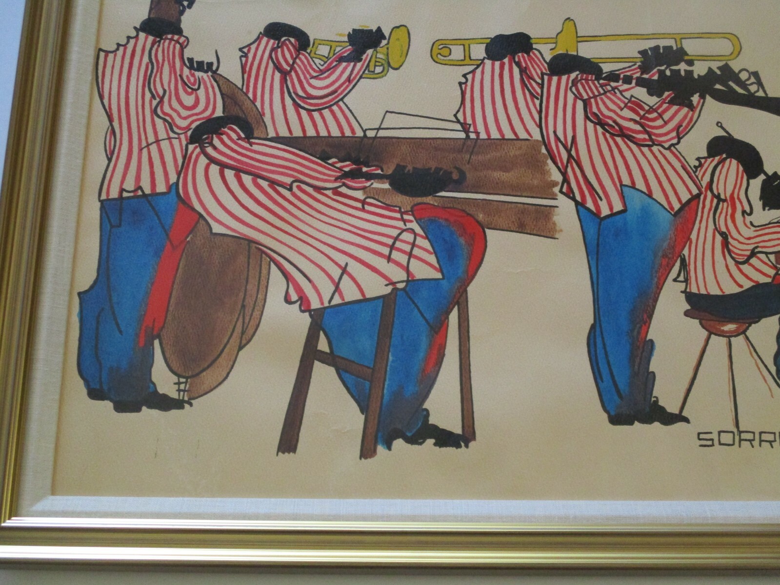 WILLIAM SORROW VINTAGE BLACK AMERICANA PAINTING MUSICIAN JAZZ BAND NEW ORLEANS
