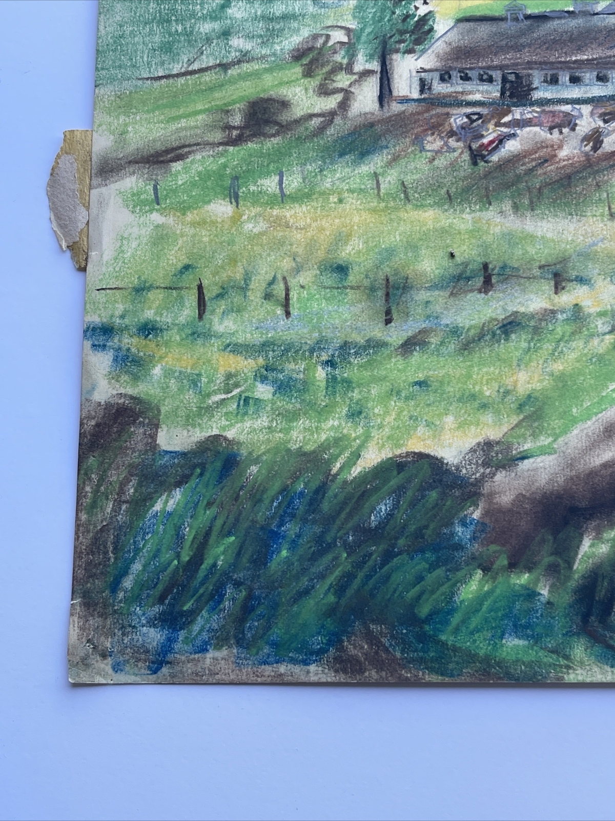 MID CENTURY DRAWING FAMOUS JO CAIN American Antique Wpa REGIONALISM Landscape
