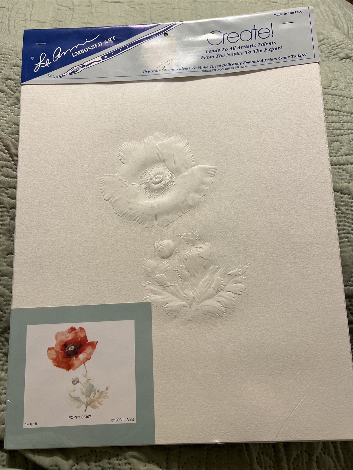 Le Anne Embossed art water color paper 14 x 18 Poppy
