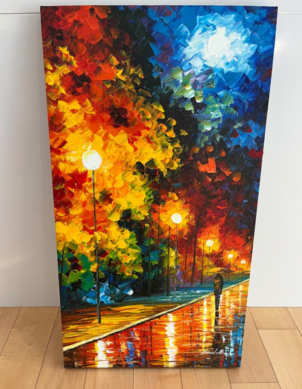Leonid Afremov «Blue Moon» Signed Original Oil/Canvas with COA – 19 X 35
