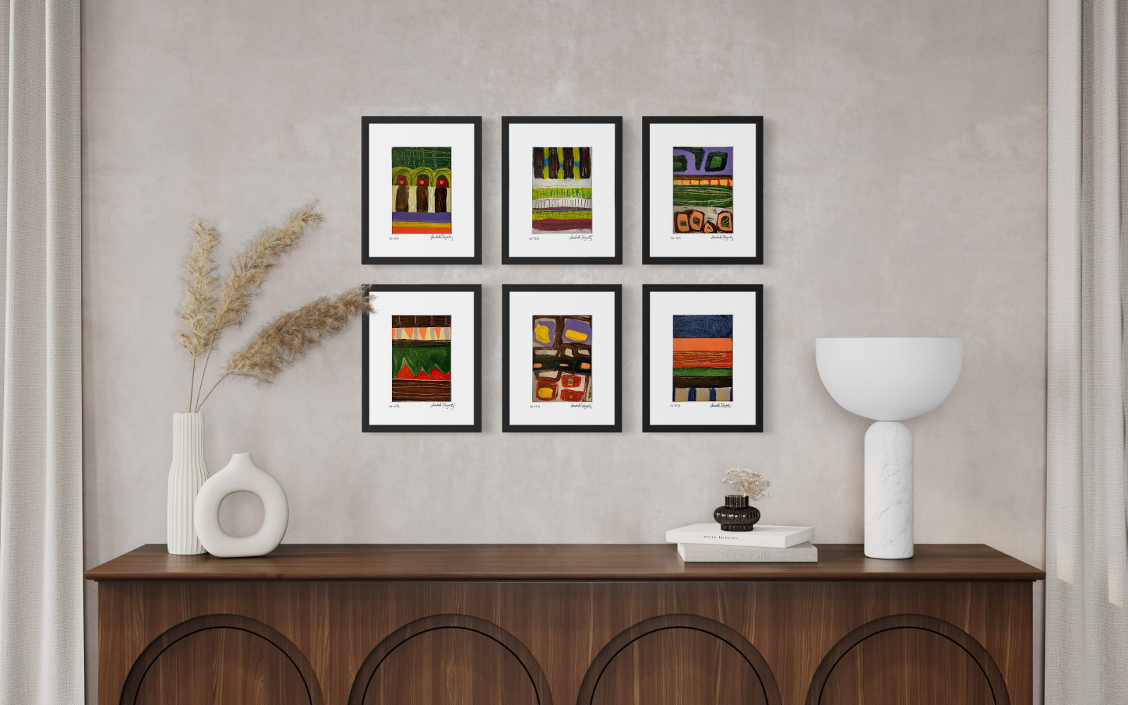 Set Of 6 Original Still Life Collage 8×10 Matted Contemporary Kitchen Wall Art